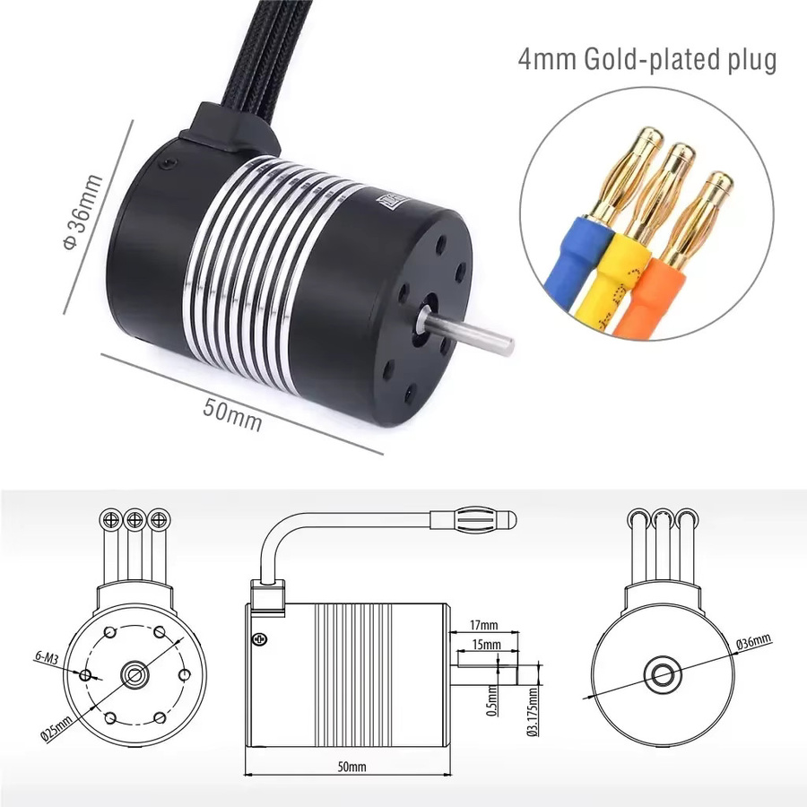 SURPASS HOBBY Wasserdichter bürstenloser Motor, Metall, Schwarz - Bild 2
