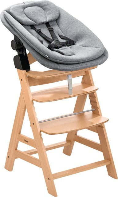 Hauck Hochstuhl Alpha+ mit Newborn Set Pro aus Buchenholz inklusive Liegeaufsatz und 5-Punkt-Gurt - Bild 1