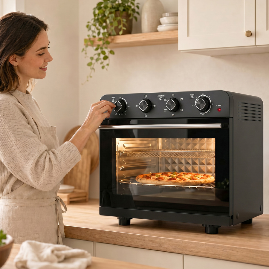 HOMCOM Heißluftfritteuse Airfryer mit Umluft und Grillfunktion, 1800 W, 36 Liter, Schwarz - Bild 2