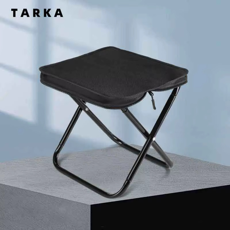 TARKA Camping-Klappstuhl als tragbarer Hocker in Schwarz Matt für Outdoor, Wandern und Angeln - Bild 4