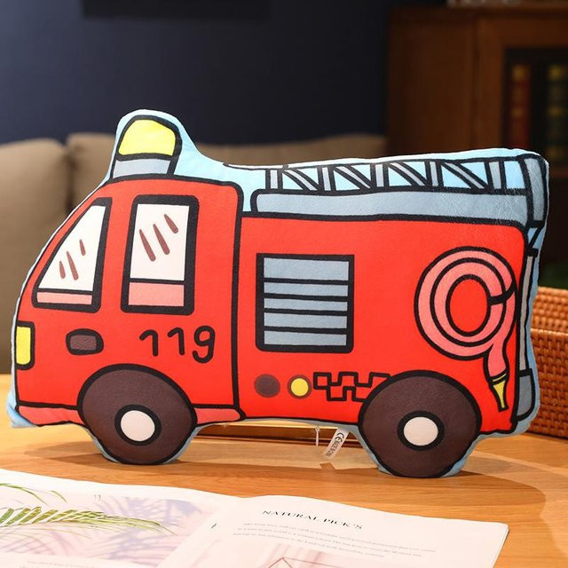 Yiran toy Cartoon Polizeiauto Feuerwehrauto Bagger, Plüschtiere, Stoffpuppe - Bild 1