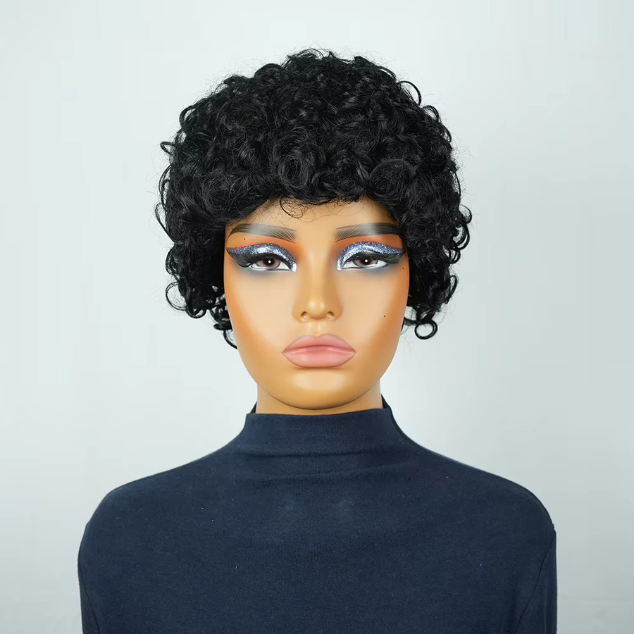 OYM HAIR Afro Rose Curly Pixie Cut Perücke mit Pony, Damen - Bild 4