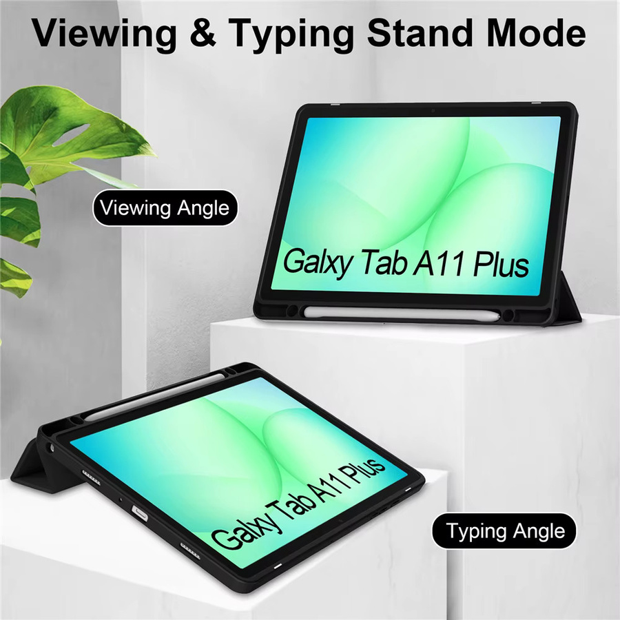 Samsung Galaxy Tab A11 Plus Schutzhülle mit Stifthalter und Standfunktion aus Acryl für SM-X230 X233 X236 11 Zoll in Schwarz oder Lila - Bild 3