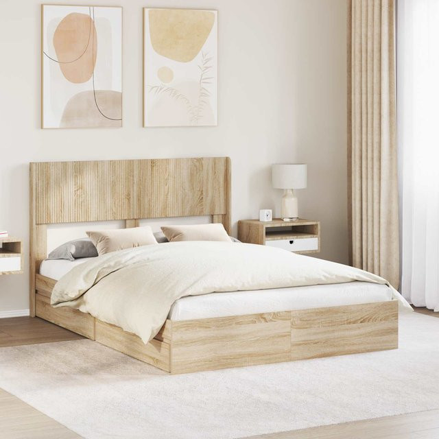 Bettgestell mit Stauraum und Kopfteil von VD Home Furnishing in Braun, B/T/H: 140 x 200 cm - Bild 1