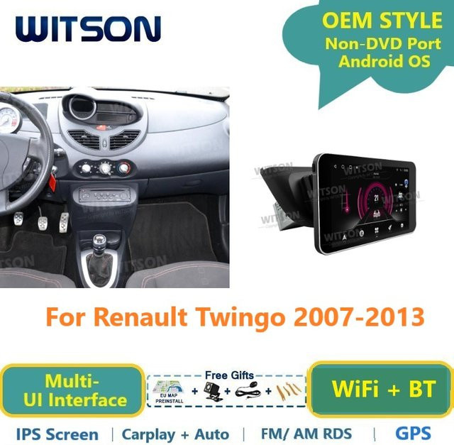 WITSON Android Autoradio für Renault Twingo 2007–2013 mit GPS, WiFi, Carplay und Multimedia in Schwarz - Bild 1