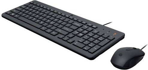 HP 150 Tastatur und Maus Set, kabelgebunden, Membrane, QWERTZ Deutsch, Schwarz - Bild 1
