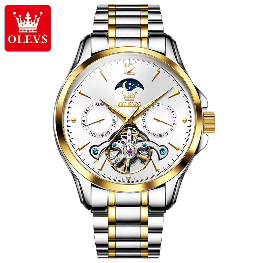 OLEVS Armbanduhr Automatik, Edelstahl, Blau, Herren - Bild 7