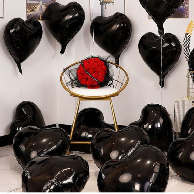 10 Stück Herz Folienballons von EACH PARTY in Lila und Schwarz, 18 Zoll, Heliumballons für Hochzeit, Geburtstag und Valentinstag - Bild 1