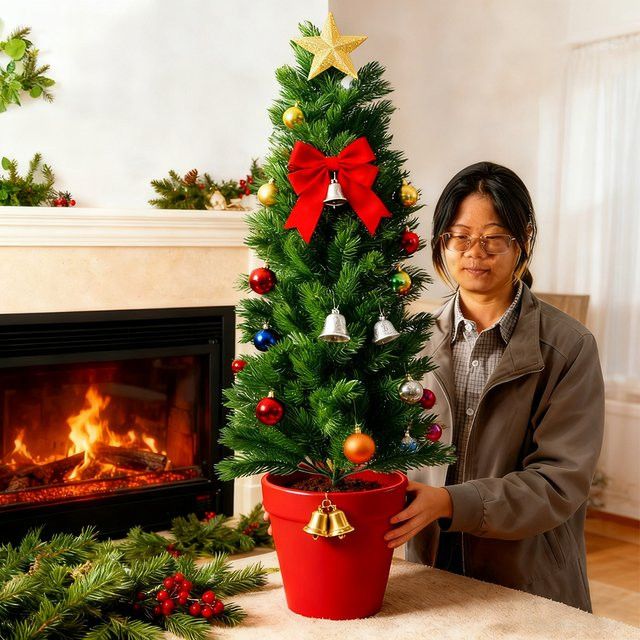 Künstlicher Kiefernzweig von Kmitang in Grün für deine Weihnachtsdekoration, Höhe: 50 cm - Bild 1