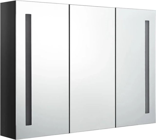 vidaXL LED-Spiegelschrank für das Badezimmer in Schwarz glänzend, B/H/T: 89 x 62 x 14 cm - Bild 1