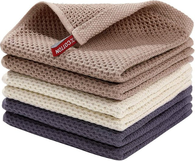 upnzt Baumwolltuch in Beige mit Waffelstruktur, saugfähiges Geschirrtuch und Reinigungstuch für Küche und Haushalt - Bild 1