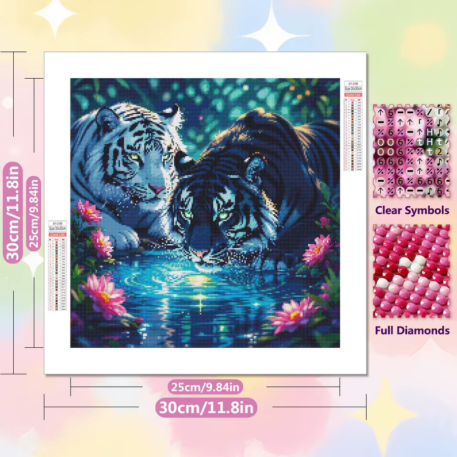 EverShine 5D Diamant Stickerei Kit Tiger DIY Mosaik Kunst Malerei mit runden Steinen in Multicolour - Bild 2