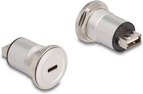 Delock USB 2.0 Type-C zu Typ-A Einbaubuchse in Silber, Artikelnummer 88193 - Bild 1