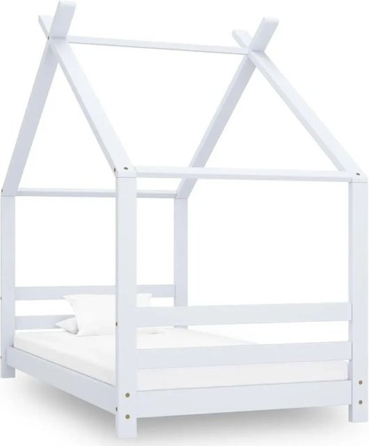 vidaXL Kinder-Bettgestell im Baumhausstil aus massivem Kiefernholz, Weiß, B/T/H: 80 x 160 x 147,5 cm - Bild 1
