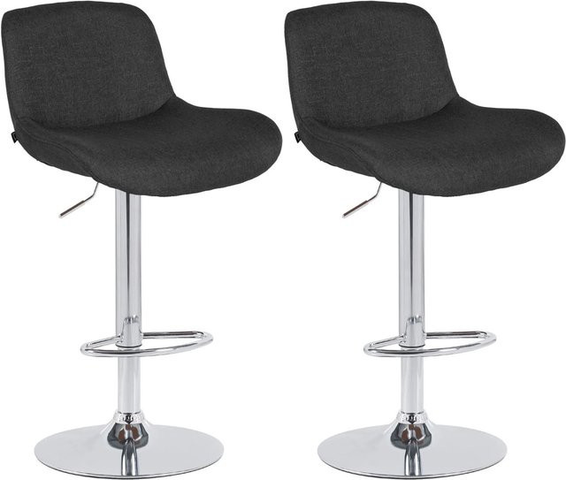 2er Set Barhocker DELUKE PONOR aus Samt in Schwarz mit silbernem Gestell, höhenverstellbar und drehbar, B/T/H: 50 x 50 x 85 cm - Bild 1