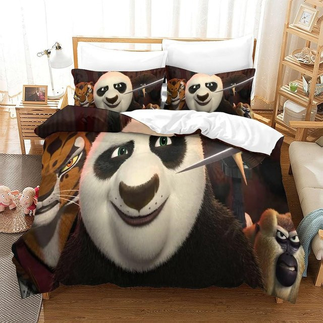 Flylo Panda Bettwäsche Set aus Mikrofaser mit Kissenbezügen, Wendbares Anime Bettwäsche Set, Mehrfarbig, B/H: 150 x 200 cm - Bild 1