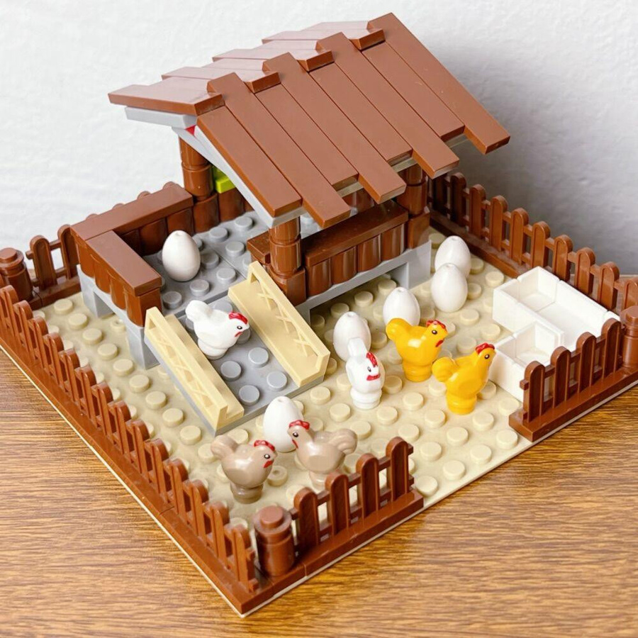 Linyi toy Farm Hühnerstall Bausteine Set bunt - Bild 1