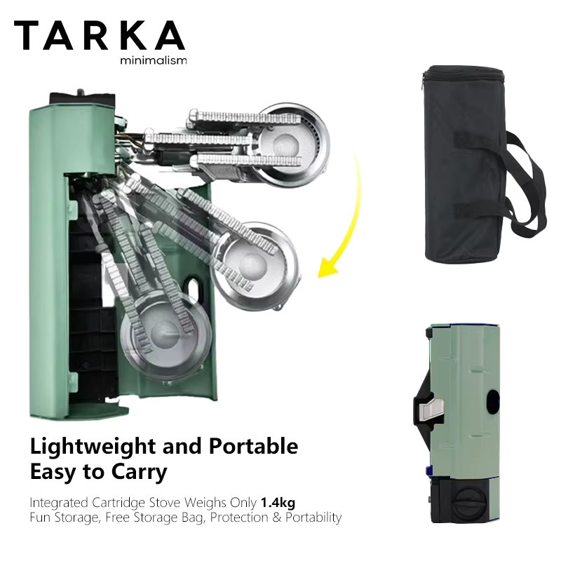 Tarka Kassettenherd Camping Klappgasherd 2600 W in Grün aus Metall für Wandern und Picknick - Bild 2