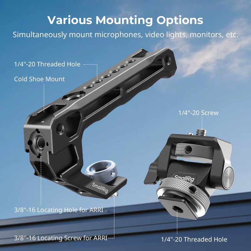 SmallRig Top Handle mit Monitor Support Kit in Schwarz für DSLR-Kameras mit Cold Shoe für Mikrofon, Videoleuchten und Monitore 5322 - Bild 4