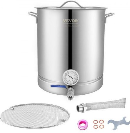 VEVOR Bierbrauanlage Edelstahl Braukessel mit Thermometer und Zubehör, Silber, Volumen: 60,6 l - Bild 1