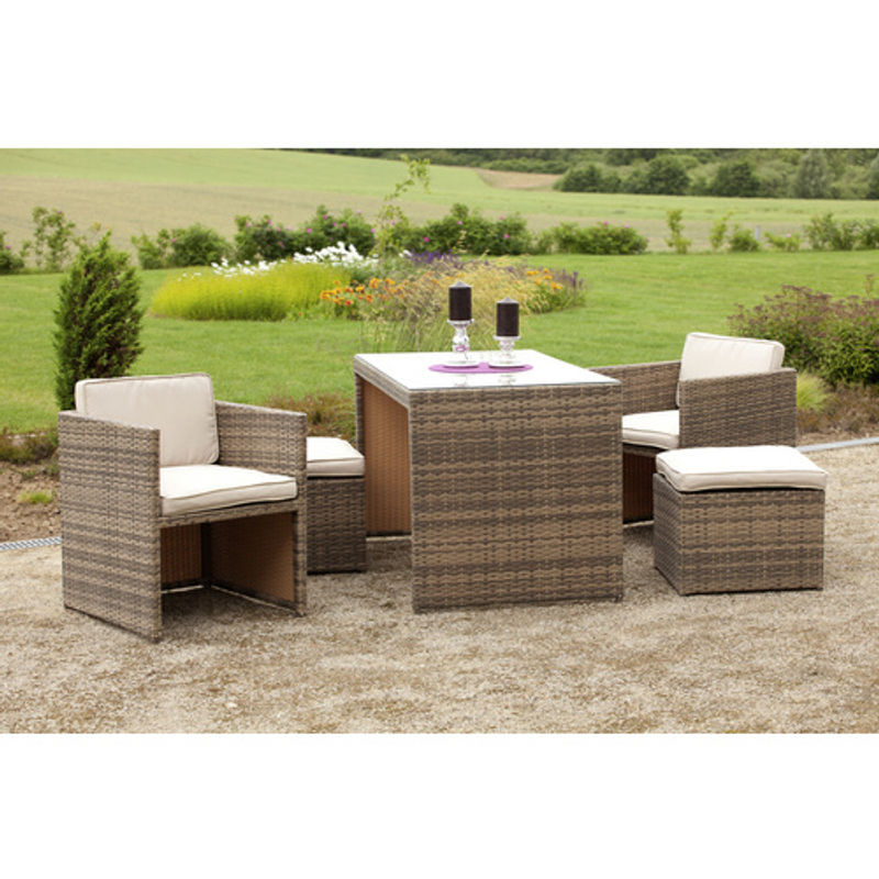Merxx Lounge-Set Merano 11-teilig in Savannagrau mit Sitzkissen für Balkon und Terrasse - Bild 2