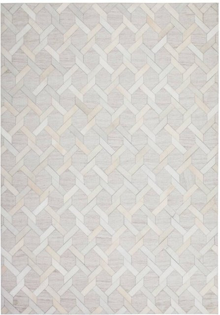 Kayoom Kurzflorteppich Chimera Elfenbein handgefertigt aus Viskose und Leder B/L: 120 x 170 cm - Bild 1