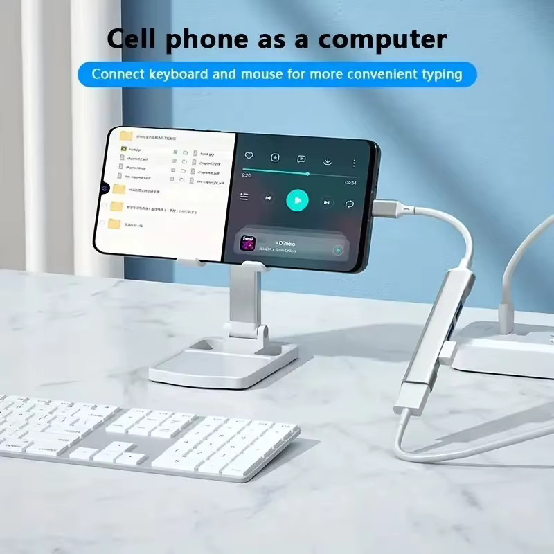 Tutew 4-Port USB-C Multi Splitter Hub mit USB 3.0 und USB 3.1 OTG-Adapter in Grau für MacBook, Lenovo und Xiaomi - Bild 2