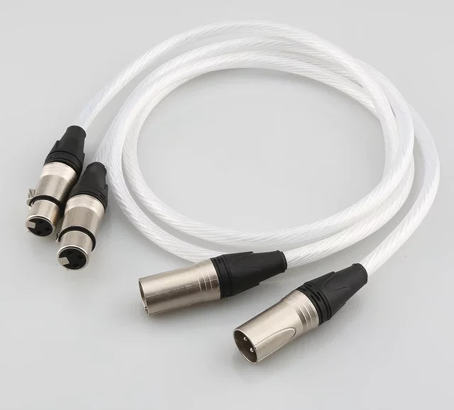 Audiocrast Symmetrisches 5N OCC-Kabel in Weiß mit 2 XLR-Steckern (männlich) und 2 XLR-Buchsen (weiblich) - Bild 1