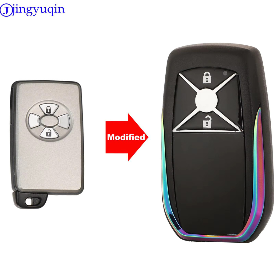 Jingyuqin Ersatzgehäuse für Toyota Autoschlüssel mit Fernbedienung als Smart Card Shell Fob für Avalon, Camry, Highlander, Crown und Corolla in Schwarz oder Weiß - Bild 1