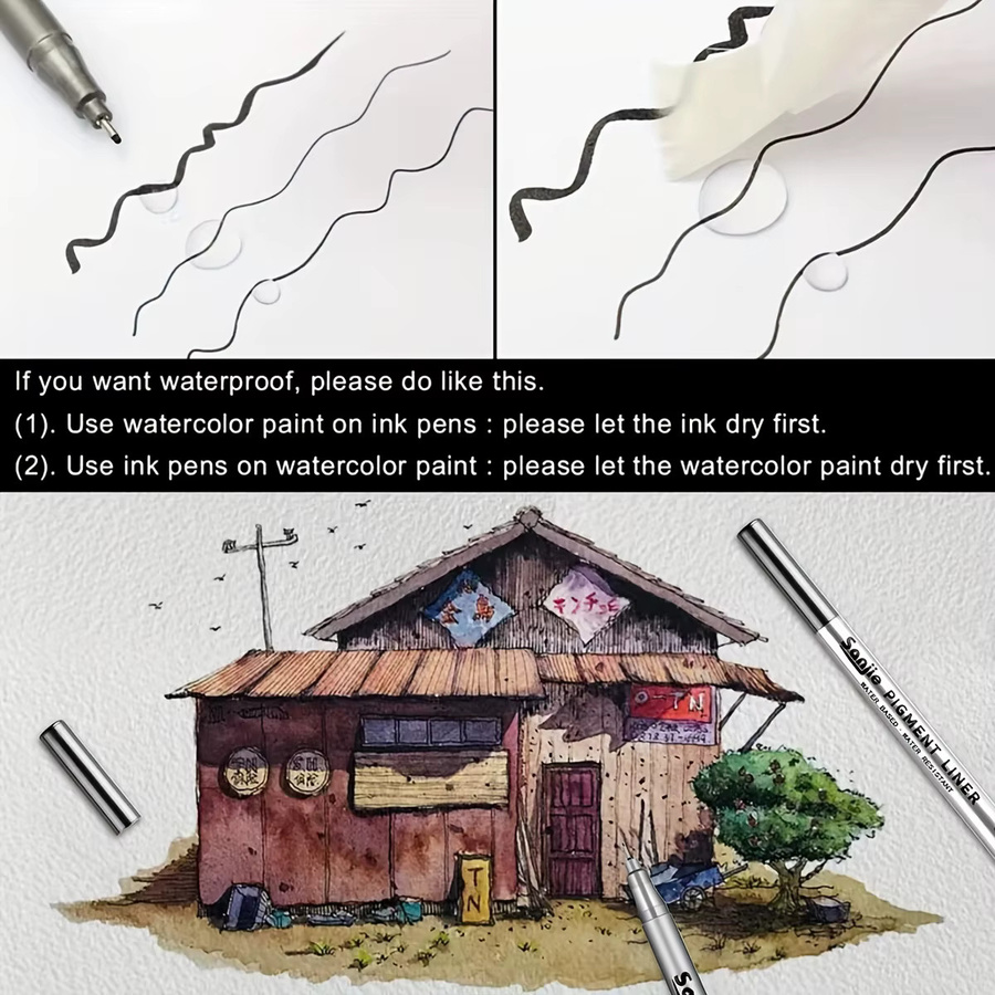 9 Stück wasserfeste Fineliner in Schwarz für Kunst und Schule - Bild 5