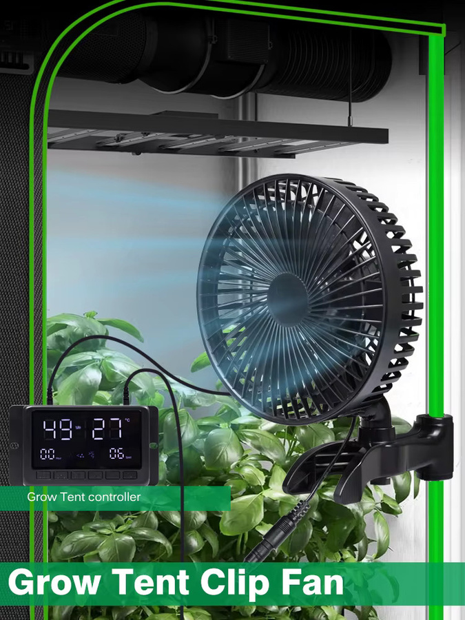 GRAXGROW Pflanzen-Gewächshaus-Zeltventilator mit Clip, 12W, Schwarz, App-Steuerung möglich - Bild 7