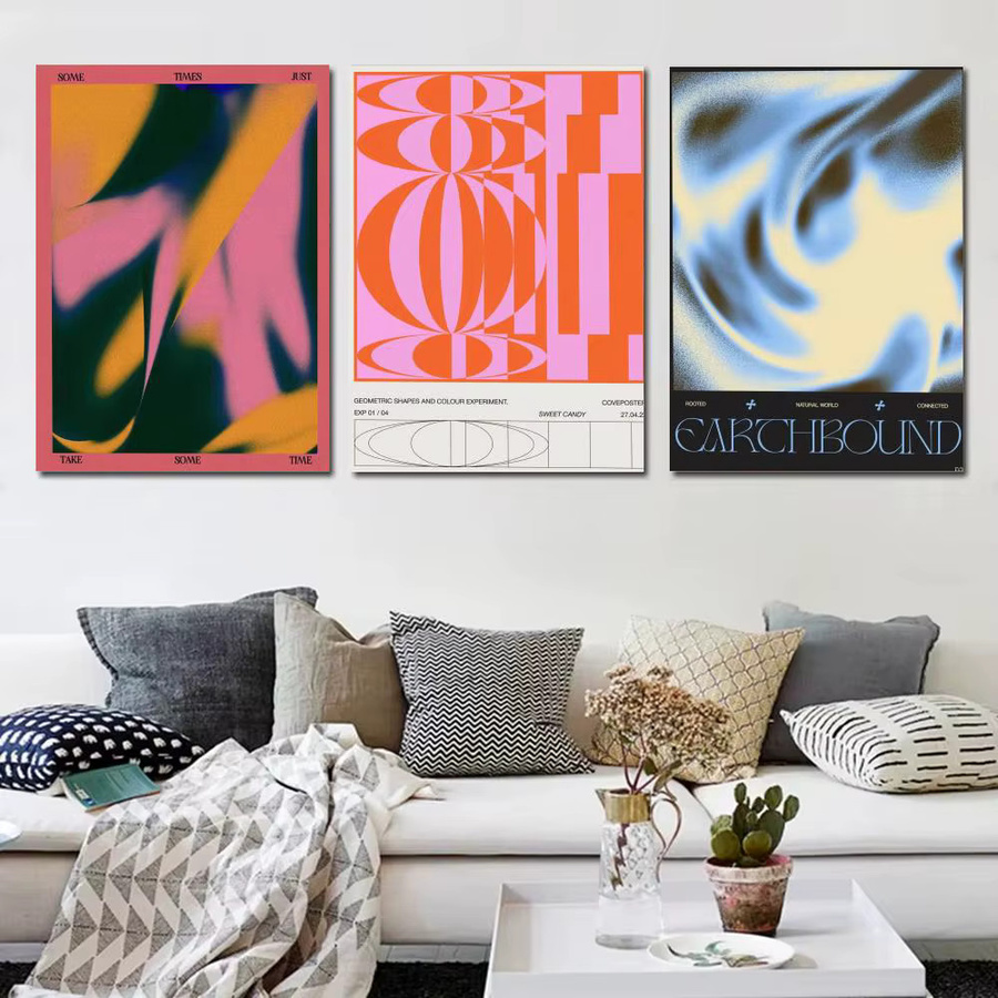 Coveposter Leinwandposter im Japandi-Stil mit abstraktem geometrischem Design, mehrfarbig - Bild 3