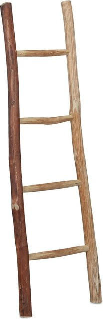 Relaxdays Dekoleiter aus Kastanienholz in Natur Braun, handgefertigt, B/T/H: 35 x 4,5 x 116 cm - Bild 1