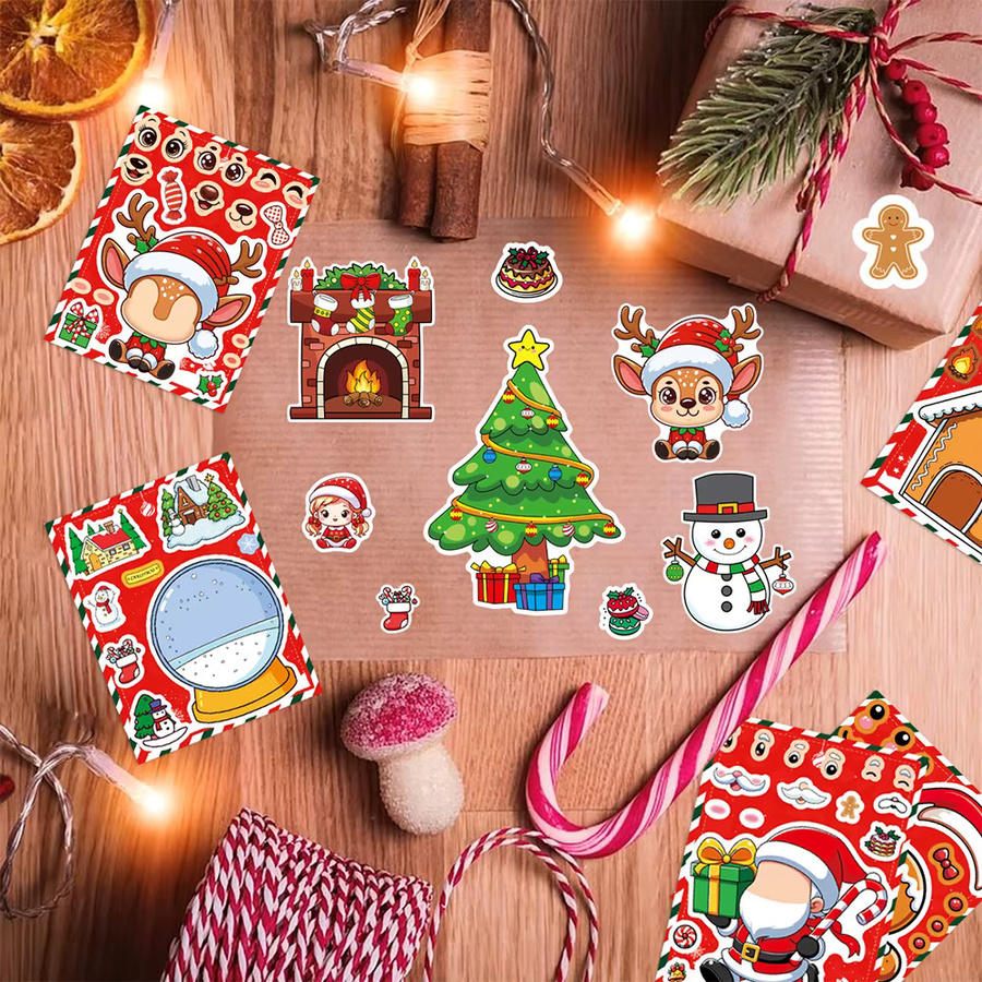 Rspctou Frohe Weihnachten Make a Face Puzzle, Aufkleber, Bunt - Bild 4