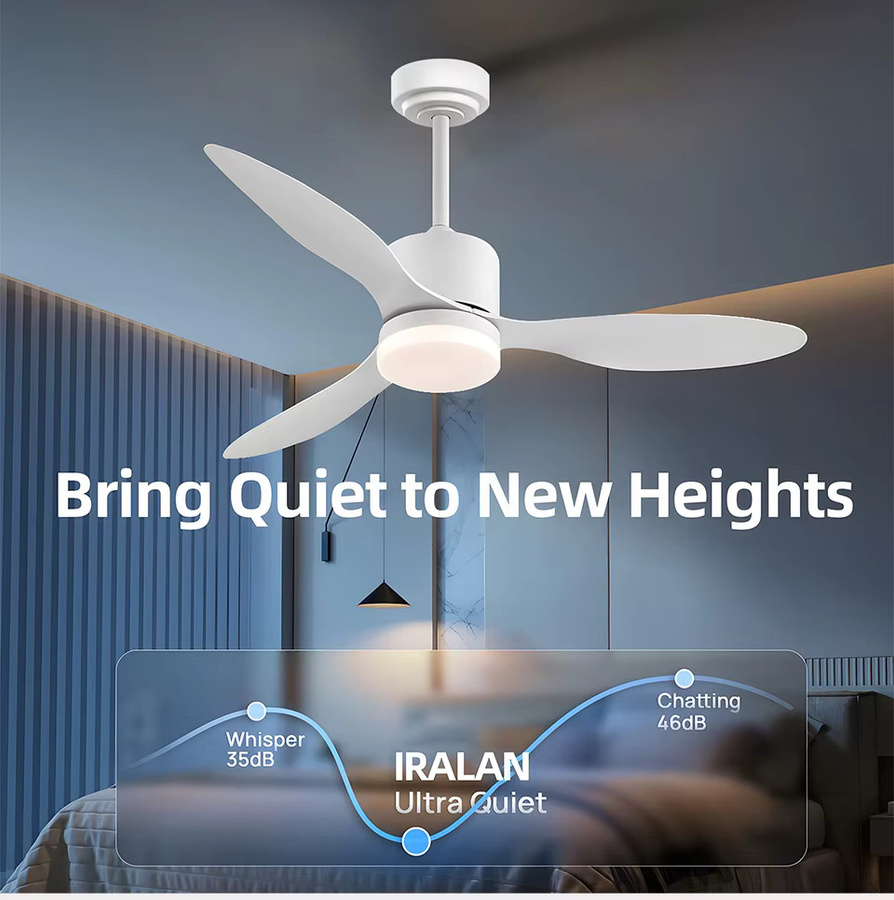 IRALAN Kabelloser Deckenventilator mit Licht, intelligenter Ventilator mit 3 Lichtfarben, flaches Design, 42-52 Zoll - Bild 3