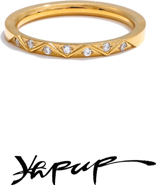 Yhpup Ring Edelstahl, Zirkonia, Unisex - Bild 1
