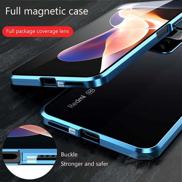 Xiaomi Magnetische Handyhülle mit Schnappverschluss und Linsenschutz aus gehärtetem Glas für Redmi Note 13 14 15 Pro Plus 5G, Farbe: Grün - Bild 1