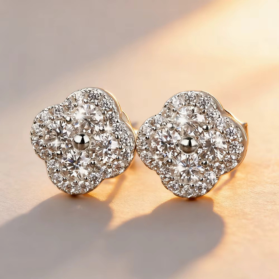 Anziw Kleeblatt-Ohrstecker, 14k Goldfilled, Moissanit, Damen - Bild 3