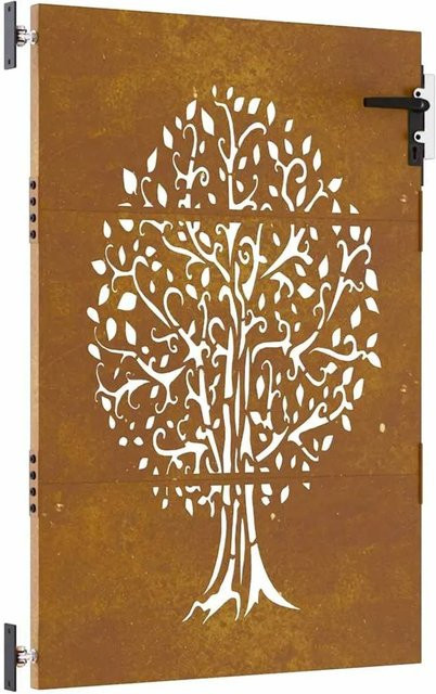vidaXL Gartentor aus Cortenstahl mit Baum-Design in Braun, B: 85 cm, H: 150 cm - Bild 1