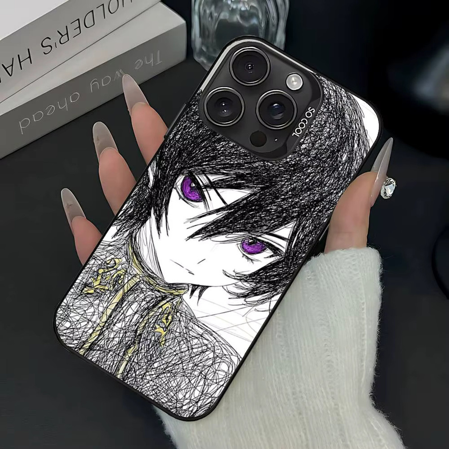 Stoßfeste transparente Handyhülle im Comic Code Geass Design für Apple iPhone 11 bis 17 Pro Max Plus in Schwarz und Weiß - Bild 2