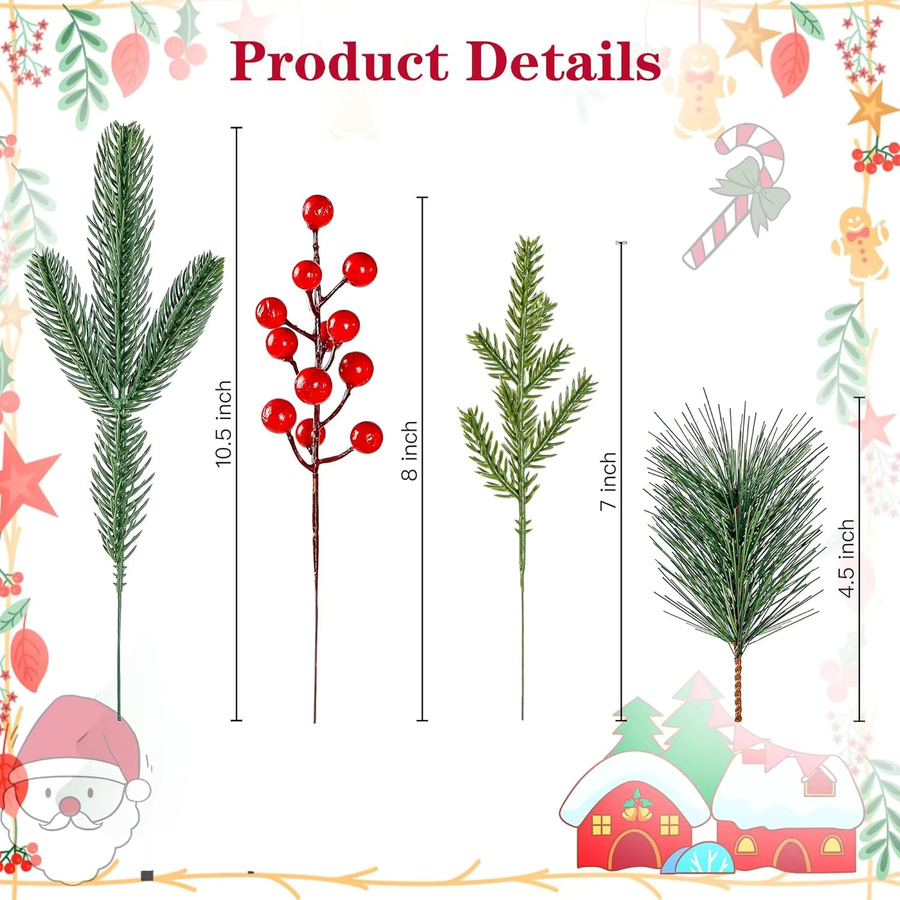 MENGHAO Weihnachtsdekoration künstliche Tannenzweige in Grün für Weihnachtsbaum, Kranz und DIY-Bastelarbeiten - Bild 2