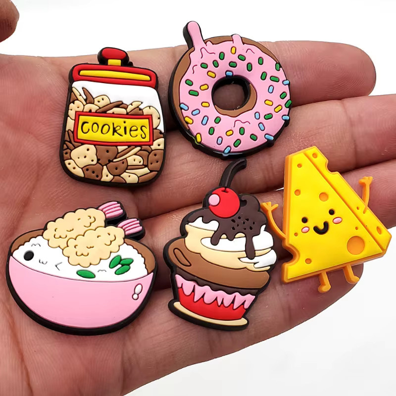 Mesuca Schuh-Charms Set, Cartoon Burger Pizza Boba, PVC - Bild 5