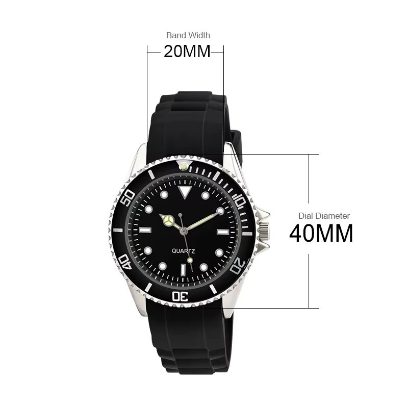 Armbanduhr TPW, Quarz, Edelstahl, 40 mm, Kautschukarmband, Herren, Schwarz - Bild 5