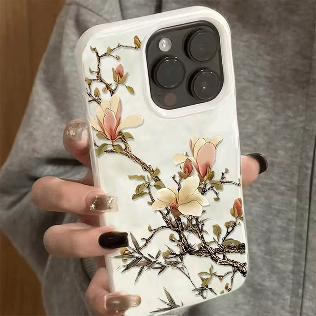 Handyhülle mit Blumen- und Vogelmotiv im chinesischen Stil für Apple iPhone 17 Air 16 15 14 13 12 11 Pro Max Plus Stoßfänger-Cover - Bild 1