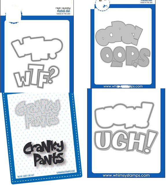 Cranky Pants Wort- und Schattenschneideformen in Silber aus Metall für Grußkarten, Bastelarbeiten und Scrapbooking - Bild 1