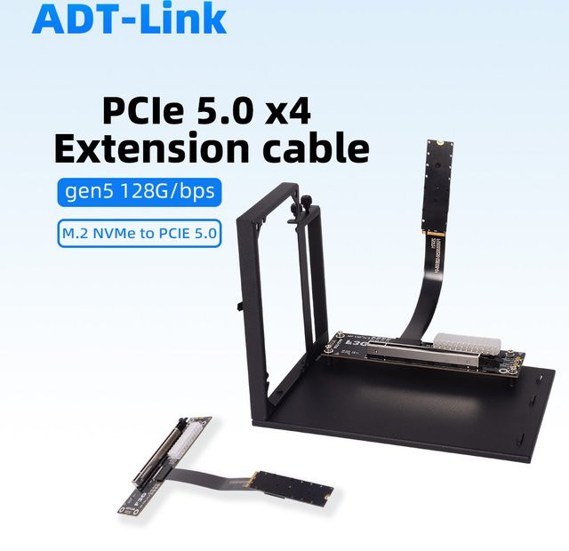 ADT-Link EGPU M.2 NVMe M-Key GPU-Dock PCIe 5.0 X16 Hochgeschwindigkeits-Externe Videografikkarte für F3G Notebook PC Laptop ITX STX Intel NUC, Schwarz - Bild 1