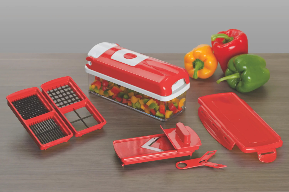 GENIUS NICER DICER Smart 6-teiliges Slicer-Set in Rot mit Edelstahl und Behälter - Bild 2