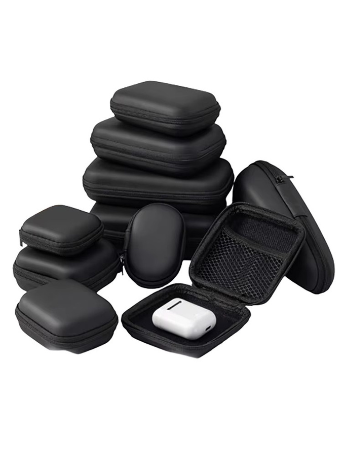 SAFENH Tragbare Mini 3C Hard Shell Aufbewahrungstasche aus Kunstleder für Kopfhörer und Digital Gadgets in Schwarz - Bild 5