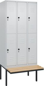 C+P Doppelstock-Spind Classic PLUS Sitzbank mit 3 Abteilen, Buche-Hartholz und Sicherheits-Drehriegel, B/T/H: 212 x 90 x 81,5 cm - Bild 1