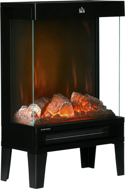 HOMCOM Elektrokamin aus Stahl und Hartglas in Schwarz, B: 20 cm, T: 40,5 cm, H: 62 cm - Bild 1